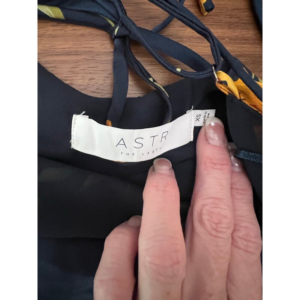ASTR The Label Floral Satin Slip Midi Dress Navy Orange XS NWOT - Picture 6 of 8